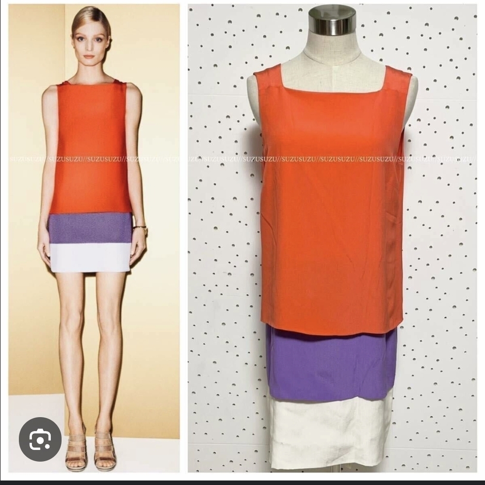 Orange and Purple Sleeveless Mini Dress